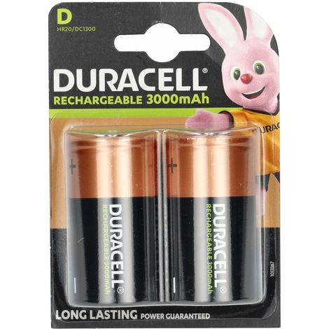Duracell D Cell 3000mAh Rechargeable Batteries (Pack of 2) (1/4)