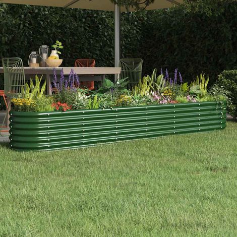 Lit surélevé de jardin-Jardinière surélevée-Bac de jardin surélevé Acier galvanisé 260x40x36 cm Vert (1/5)