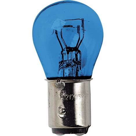 12V Blue Dyed Glass, Lampada 2 filamenti - (P21/5W) - 21/5W - BAY15d - 2 pz - D/Blister - Blu (1/4)