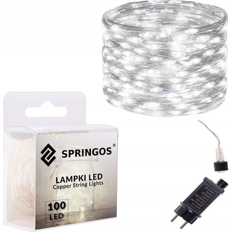 LUCI A FILO 100 LED 13m EST/INT MICRO A CORRENTE 8 FUNZIONI FREDDO ALIMENTATORE (1/5)