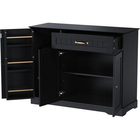 Buffet moderne en MDF noir avec 3 portes et 1 tiroir pour salon, salle à manger ou entrée (1/5)