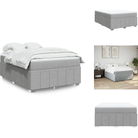 Sommier à lattes de lit avec matelas Gris clair 160x200cm Tissu - Sommier À Lattes De Lit - Sommiers À Lattes De Lit - Lit - Meuble De Chambre À Coucher (1/5)