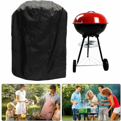 [NON UTILIZZATO] Bâche Barbecue Rond, Housse Barbecue Rond, Couverture Barbecue Weber, Bâche de Protection Barbecue Rond in Tissu Oxford Impermeabile Anti-UV/Pluie con Sac de Rangement pour Jardin Pat