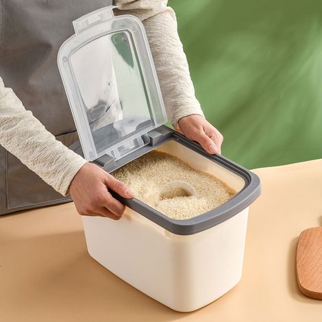 Contenant Alimentaire - Contenant Hermetique Pour Riz Farine Sucre Cereales - 35x22x20 cm - Blanc Ou Vert - 1 Unite (1/5)