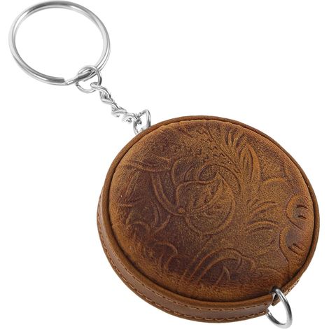PRETYZOOM Mini Ruban à Mesurer Rond en Cuir 1,5 M, Mètre Ruban Rétractable Vintage Porte-Clés, Outil Portable pour Usage Domestique et Mesures Précises (1/5)