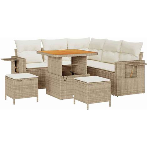 Maison Exclusive - Set Divano da Giardino 9 pcs Beige e Crema polyrattan