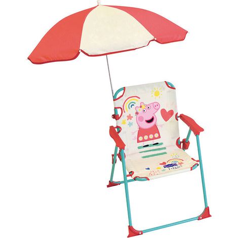 FUN HOUSE Peppa Pig Chaise pliante camping avec parasol - H.38.5 xl.38.5 x P.37.5 cm + parasol ø 65 cm - Pour enfant (1/2)