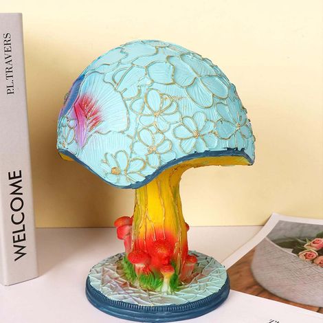 Lampe champignon mini en verre et résine, lumière décorative style bohème, idéale pour chambre, salon, bureau, cadeau créatif (1/5)