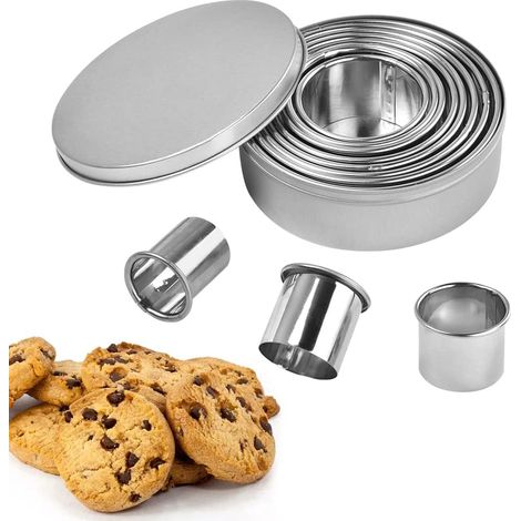 11 PCS Emporte Piece Rond, Emporte Pièce Patisserie Cuisine en Acier Inoxydable Cercle a Patisserie pour Pate a Sucre, Pâtisserie, Gâteaux, Beignet, Fondant, Biscuit (1/5)