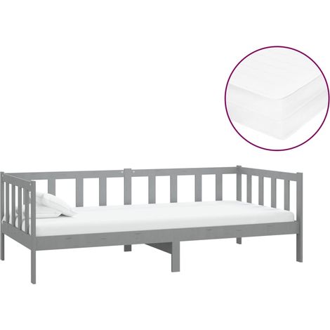 Maison Exclusive - Tagesbett mit Matratze 90x200 cm Grau Kiefer M