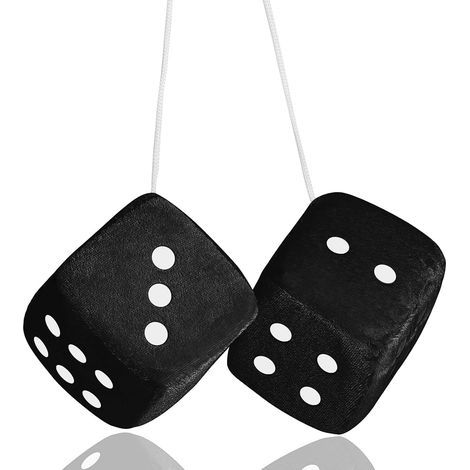 1 paar pluche kubussen om op te hangen auto ornament hangende auto ophanging spiegel hanger decoratieve spiegel accessoires voor binnen schattig huis kantoor decoratie (zwart) (1/5)