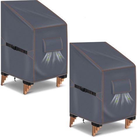 2er Set Gartenstuhl Abdeckung 64x64x120cm, 420D Wasserdicht & UV-Schutz, Grau (1/5)