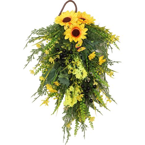(Eingeschweißt) 50 cm künstliche grüne Sonnenblume, dekorative Wandpflanze für Zuhause, künstliche Blume für die Haustür, umgedrehter Baum, Frühlings- und Sommerdekorationsartikel (Sonnenblumenhyazint (1/2)
