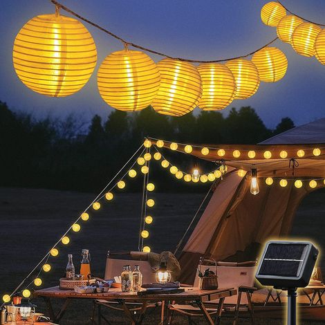 Solar Lichterkette Lampion Außen Camping Solar Lampions Außen Wetterfest, 8 Modi Solar Lichterkette Laternen für Garten Balkon Hof Fest Deko, 20m 80 LED (1/5)