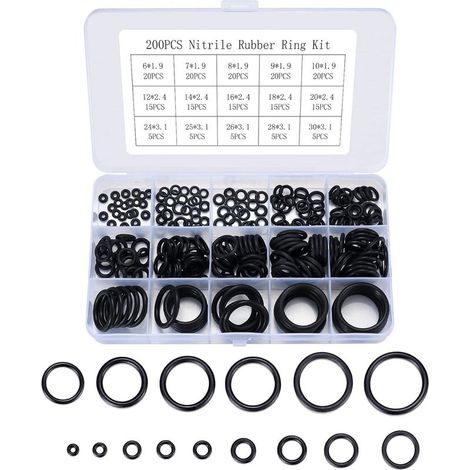 200pcs O-rings, 15 Sizes Rubber O-rings for Hydraulic Pipe Insulation (1/5)