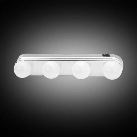 Lampe Miroir Lumière Maquillage à Ventouse 4 LEDs Blanc Super Brillant Ampoule Cosmétique Salle de Bain Portable