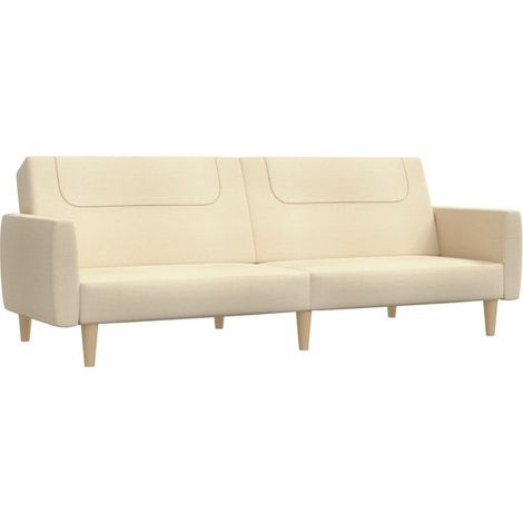 Canapé  Sofa-lit à 2 places crème tissu (1/5)