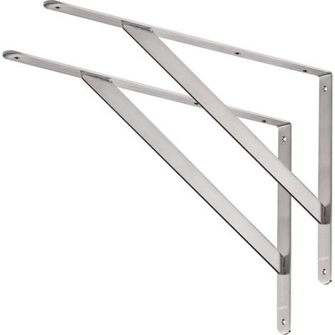 Équerres Étagères Murale Acier Inox Support d'étagère 50 x 34 cm Equerre Etagere Charge Max 250KG Support Flottante pour Tablettes Etagères Équerres de Fixation, avec Vis (1/5)
