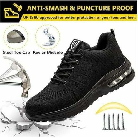 Chaussures de Securité Hommes Femmes Legere Basket de Securite Respirante Confortable Chaussure de Travail avec Embout en Acier Noir Taille 41 (1/4)