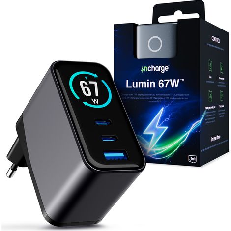 Zubehör – InCharge Lumin PD 67W QC4+ PPS AFC FCP SCP 1A2C TFT-Display Schwarz/Grau (1/4)