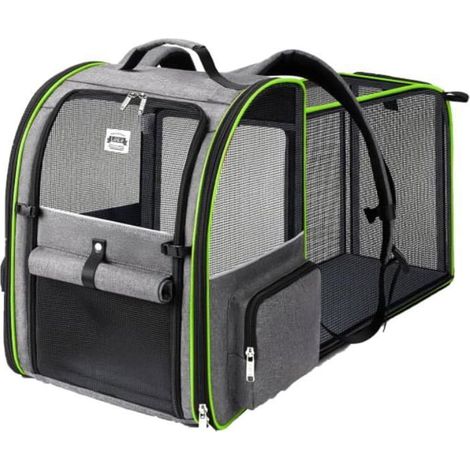 Sac Transport Chat avec 4 Entrées, Sac Transport Chien Respirant - Sac a Dos Chat avec Harnais Intérieur - Maximale 8kg (1/5)