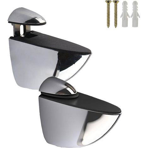 Lot de 2 supports d'étagère réglables en verre avec vis et tubes d'extension pour étagères en bois/verre de 3 à 20 mm d'épaisseur en alliage de zinc - Support mural flottant pour étagère de salle de (1/5)