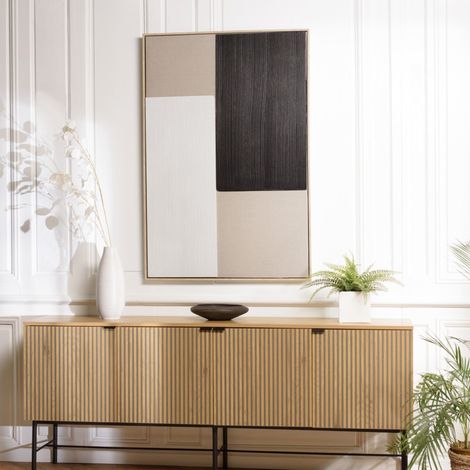 HOMER - Décoration murale 83x123cm mix matières, cadre bicolore (1/5)