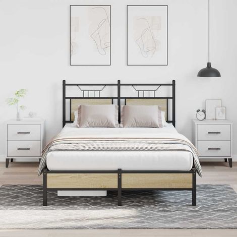 Bed Frame without Mattress Sonoma Oak 120x190 cm Small Double Engineered Wood vidaXL (1/5)
