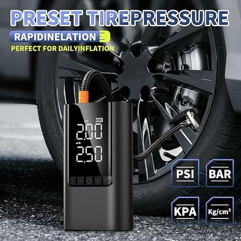 Booster Batterie Voiture Avec Gonfleur, Demarreur Batterie Voiture avec Compresseur d'air Portable, 6000A 10000mAh Booster d'urgence avec Éclairage LED Mode SOS (1/3)