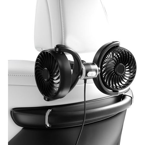 Ventilador para coche，12 V，giratorio 360 grados，con 3 velocidades，ventilador USB，ventilador con clip para vehículos como sedanes