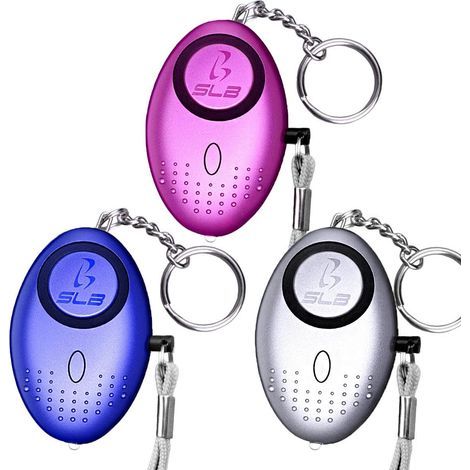 Persönlicher Alarm, 3er-Pack Schlüsselanhänger-Sicherheitsalarm mit LED-Taschenlampe, Mini-140-DB-Selbstverteidigungs-Sicherheitsalarm für Frauen, Kinder und Nachtwanderer, Batterien im Lieferumfang e (1/5)
