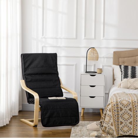 Relaxsessel mit Fußstütze verstellbar Birkenholz Schwarz OKMYHOME (1/3)