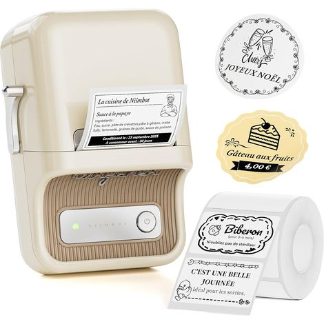 B21 Mini Etiqueteuse Thermique Inkless, Compatible avec iOS et Android, pour la Maison, l'entreprise, Imprimante d'étiquettes pour le Codes Barres et QR, avec 1 Rouleau Ruban adhésif 50x 30 mm