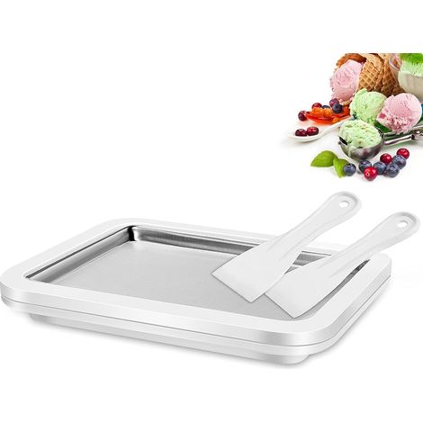 Machine compacte à yaourt frit et glace (DIY) – Surface en acier inoxydable, spatule incluse – Plateau pour desserts glacés instantanés (1/4)