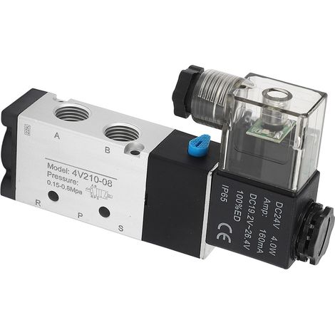Électrovanne 4V210-08 24V DC, distributeur pneumatique 5 voies 2 positions, bobine intégrée, valve de contrôle directionnelle, modèle fournisseur 4V210-08, usage industriel (1/5)