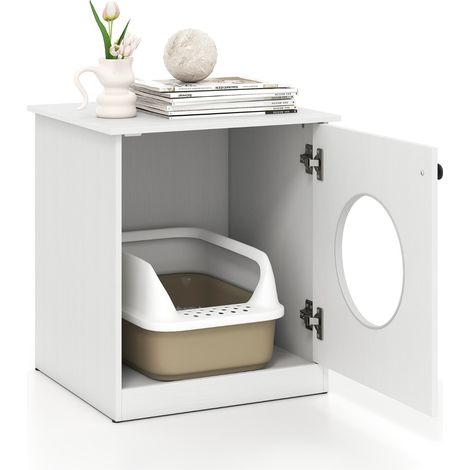 Contenitore per lettiera per gatti toilette nascosta per gattini, Casa per animali da interno Bianco (1/5)
