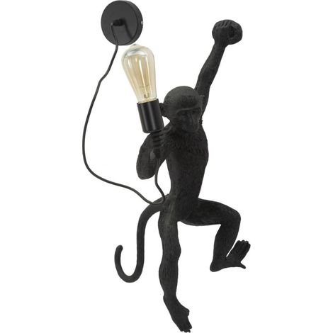 Lampada da Muro Monkey Nera 32x32x64 cm in Resina Nero e Oro (1/5)
