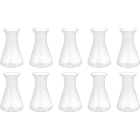 Lot de 10 fioles Erlenmeyer professionnelles pour laboratoire (flacons coniques)-8X5X5CM
