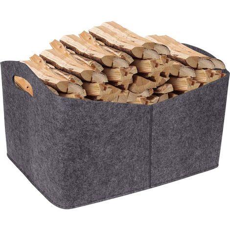 Panier à bois pliable pour bois de cheminée, panier à bois de chauffage, panier en feutre, sac de rangement pour bois de cheminée, courses (1/5)