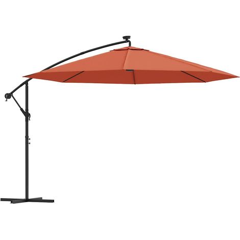 Parasol déporté avec lumières LED - Parasol de Jardin Parasol de balcon Terre cuite 350 cm BV177902 - BonneVie (1/5)