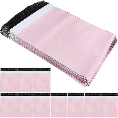 100 sacs postaux épais, sacs d'expédition auto-scellants, sacs d'emballage résistants à l'usure, pochettes d'expédition-37X25.5X0.03CM-Pink (1/3)