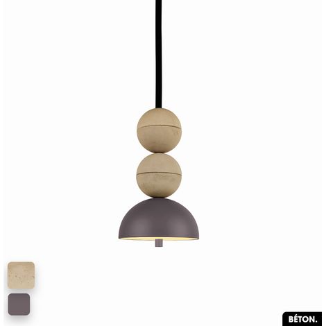 Lampe de suspension en béton - BOSFOR CONCRETE SABLE - SPARROW 2 BALLES LED 14W (1/3)