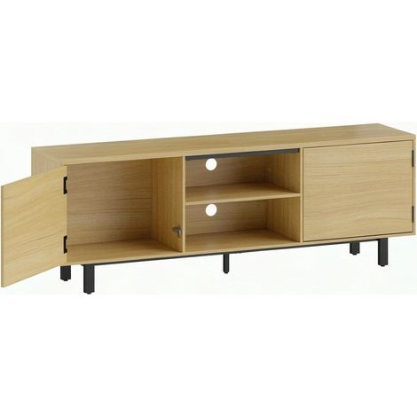 Mueble TV para hasta 65 pulgadas con 2 puertas a presión y 2 estantes, 160x35x55,5 cm (1/5)