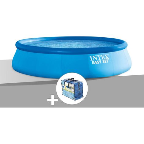 Intex – Piscine gonflable ronde Easy Set 4,57 x 1,22 m – Épurateur 3,8 m³/h – Bâche de protection – Échelle de sécurité incluse