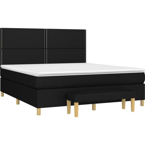 Sommier à lattes de lit avec matelas Noir 160x200 cm Tissu vidaXL (1/5)