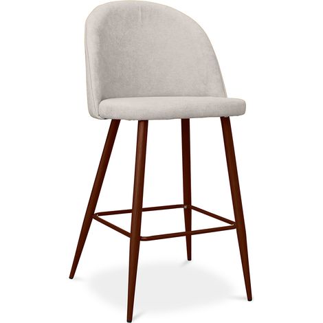 Sgabello imbottito in tessuto - Design scandinavo - 66cm- Evelyne Crema