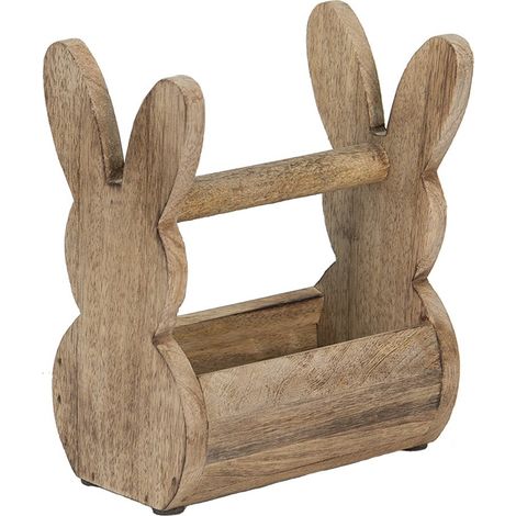 Boîte de rangement en bois motif lapin petit coffret de stockage brun 16 x 12 x 25 cm - PANGIVO (1/5)