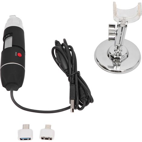 Microscope numérique USB 3 en 1 1600X, 8 LEDS réglables, caméra endoscope avec support pour inspection (1/5)
