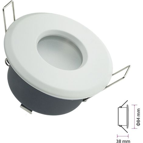 Collerette support d'encastrement GU10 / MR16 Étanche IP65 Blanc, pour Salle de Bain, douille incl - Digilamp (1/5)