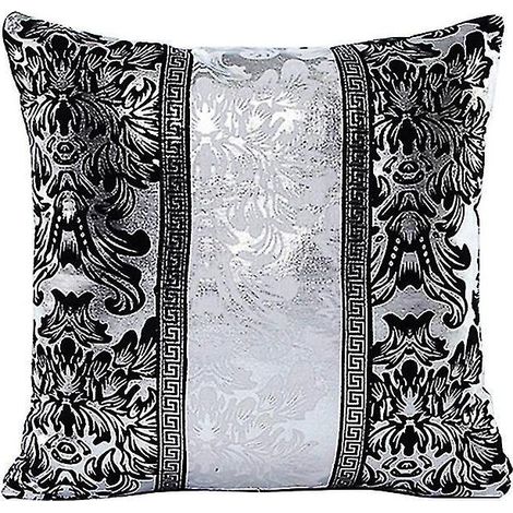 Housse de coussin de luxe noire et argentée - Décoration pour canapé, voiture ou lit A1